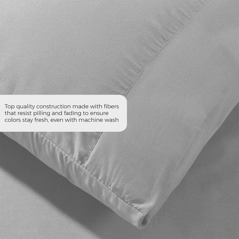 Pure Bedding Duvet Cover King [3-Piece, Light Grey] - 1 Comforter Protector with Zipper Flap and 2 Pillow Shams - Hotel Luxury 1800 Brushed Microfiber - Ultra Soft, Cool and Breathable, Comforter Not Included - Image 4